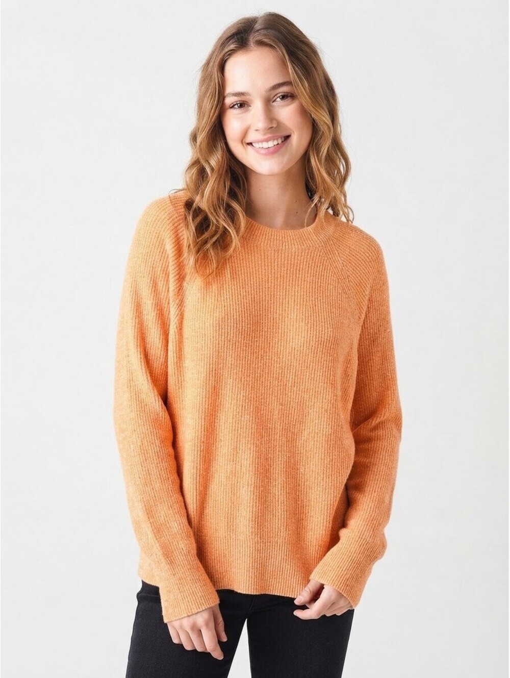 Free People Orange Knit Pullover Sweater Medium